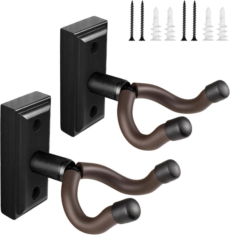 DIDA Guitar Wall Mount, Guitar Hanger, Silicone Pad, U-Shaped Guitar Wall Hanger Mount, Rotatable Guitar Holder Hook Stand Wall for Acoustic, Electric Guitar, Bass (Blackwood 2 Pack) - Image 1